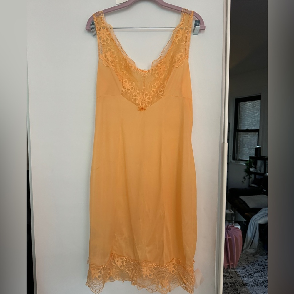 Vintage Orange Slip Dress (can fit size s-m)